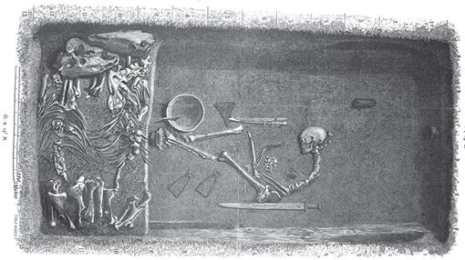 Ilustración de Evald Hansen basada en el plan original de la tumba, publicado en 1889