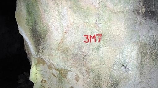 Sigla de la cueva sobre la figura de un caballo en Askondo