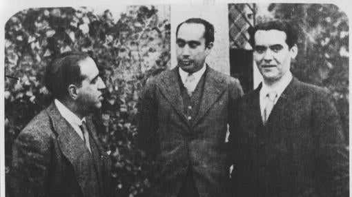 Gregorio Marañón, Francisco Iglesias y Federico García Lorca en 1933