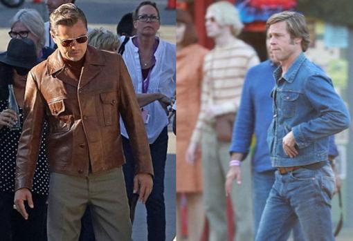 Leonardo DiCaprio y Brad Pitt, durante el rodaje