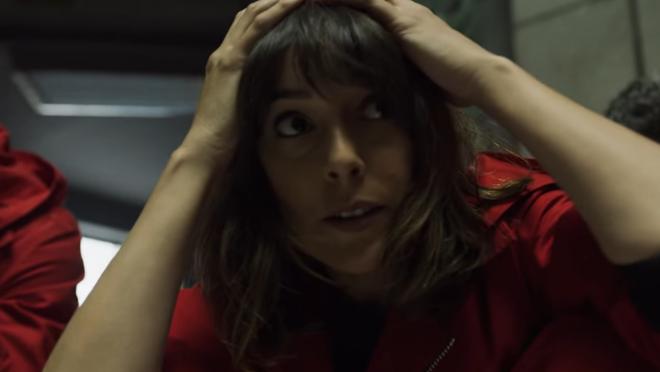 Belén Cuesta en una de sus apariciones como rehén en la tercera parte de «La casa de papel»
