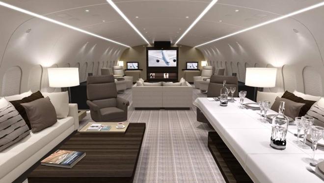 Interior de un avión privado