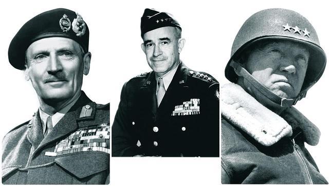 Bernard Montgomery, George Patton y Omar Nelson Bradley