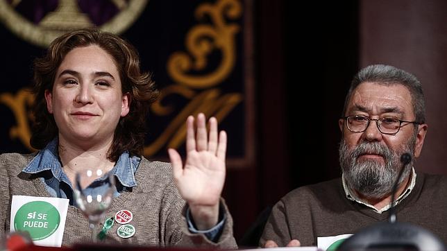 Ada Colau con el líder de UGT, Cándido Méndez