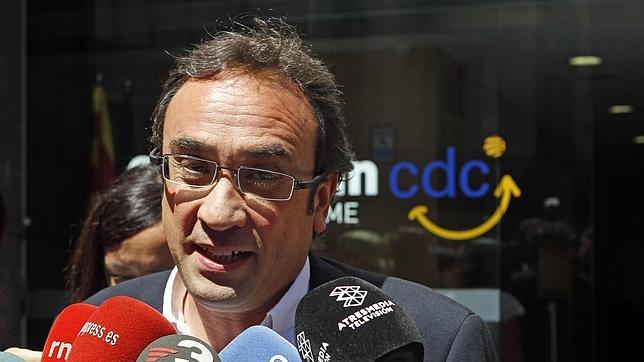 El coordinador general de CDC, Josep Rull, este mediodía tras concluir la reunión de la dirección de CDC