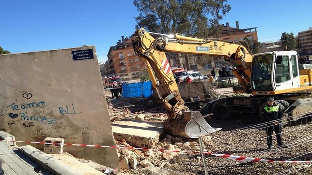 Imagen del muro cuya caída ha provocado la muerte de un hombre en Valencia