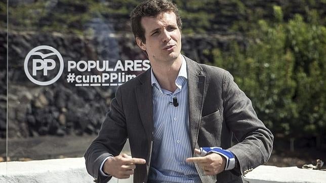 Pablo Casado, durante su intervención este miércoles en Lanzarote en el acto de la campaña «cumPPlimos»