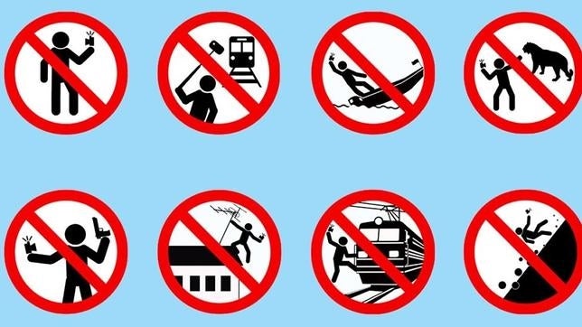 Imagen del folleto lanzado por el Ministerio del Interior de Rusia alertando sobre los peligros de los selfies.