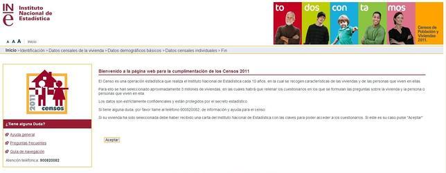 El INE insta a rellenar el censo de 2011 en una web que no funciona