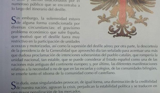 Morenés destituye al general director de la revista Ejército por arremeter contra Mas