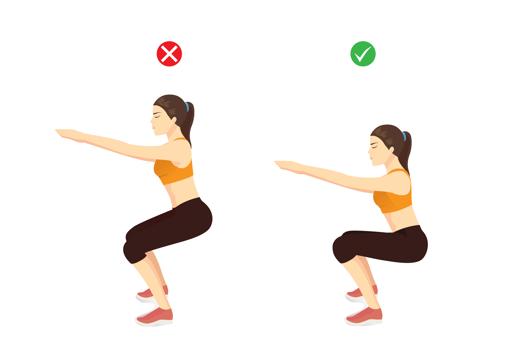 Bajar poco es uno de los principales errores que se cometen al hacer una sentadilla.