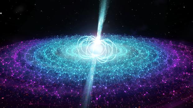 Representación artística de una estrella de neutrones