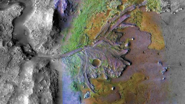 El cráter Jezero en Marte, lugar donde se posará el próximo rover de la NASA en 2021