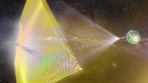 Concepto de vela láser para enviar «nanovaes» a Alfa Centauri