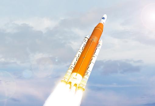 Representación del cohete superpesado SLS, que será el más potente de la historia