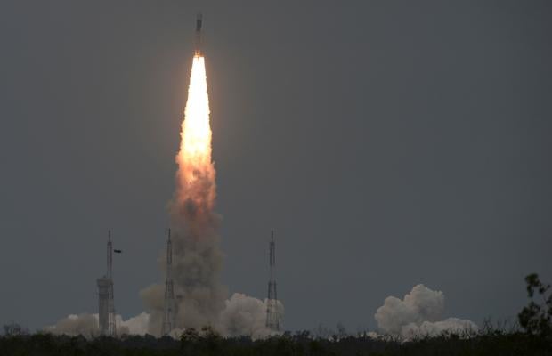 El módulo Chandrayaan-1 en el despegue este lunes