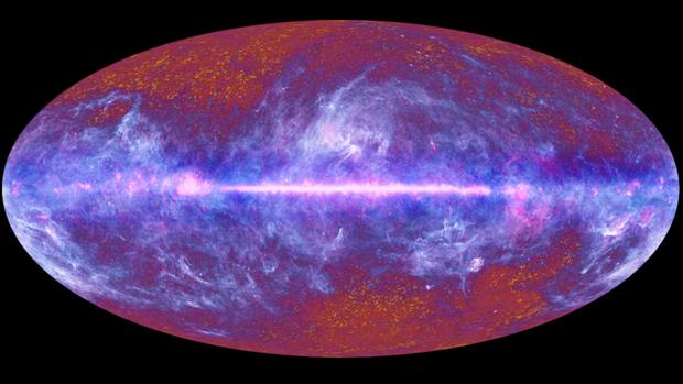Una de la observaciones de la radiación de fondo, recogida por el telescopio espacial Planck