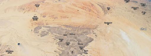 Vista satélite de parte de las montañas Tibesti
