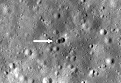 Imagen ampliada del cráter doble