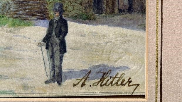 La firma de Adolf Hitler se observa en esta acuarela titulada «Weissenkirchen in der Wachau» del año 1911