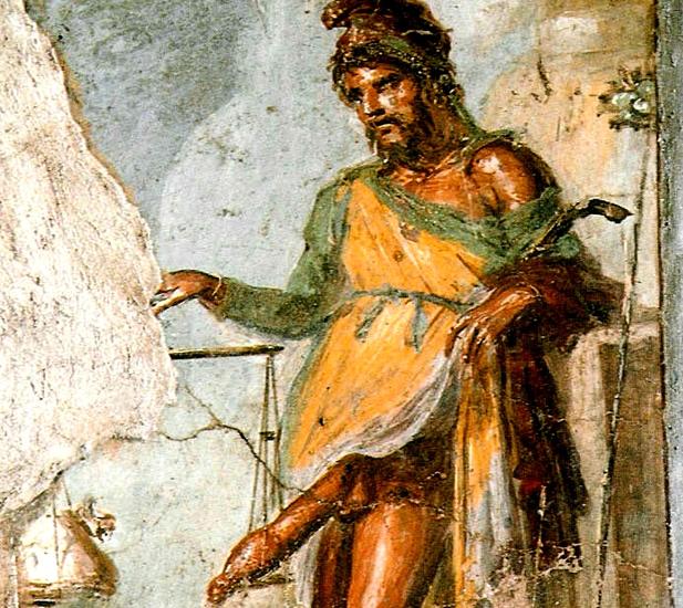 Fresco de Príapo en la Casa de los Vettii, Pompeya