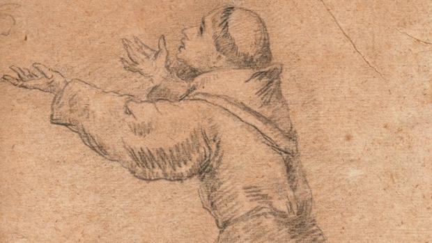 «San Antonio» (detalle), dibujo de Murillo para el cuadro de la Capilla del Santo en la Catedral de Sevilla