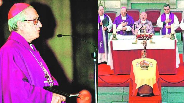 La actitud de monseñor Setién (a la izquierda) contrastó con la de los capellanes castrenses