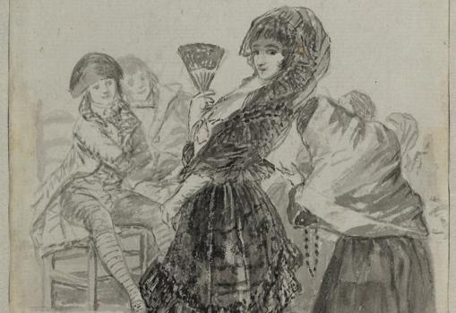 "Dios la perdone. Y era su madre". Detalle de un dibujo de Goya (1796-97), que perteneció a ValentÃn Carderera