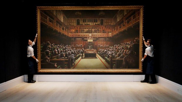 «Devolved Parliament», de Banksy, en la casa Sotheby's
