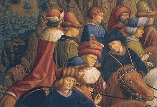 Detalle de «Los jueces justos», panel robado en 1934 del políptico de la «Adoración del Cordero Místico», tesoro de la Catedral de San Bavón de Gante
