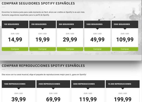 El menú de compra de visitas de BCube