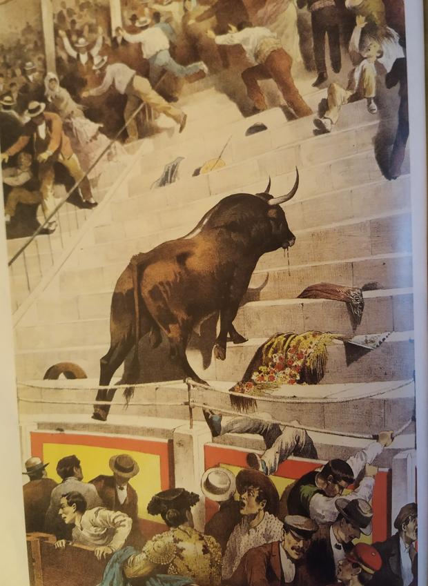 El toro «Moñudo», en una litografía de la revista «La Lidia»
