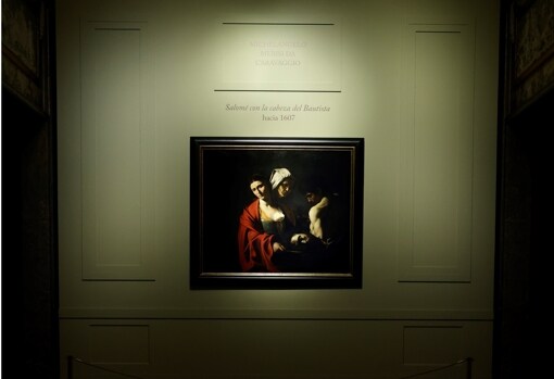 'Salomé with the head of the Baptist', by Caravaggio, in the Stucco Cabinet of the Royal Palace of Madrid