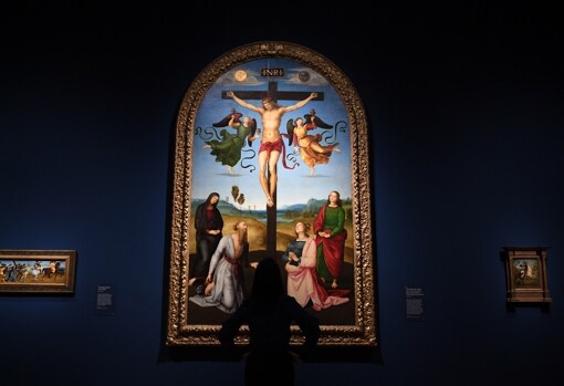 'Crucified Christ with the Virgin, saints and angels', one of the nine paintings by Raphael housed in the National Gallery in London