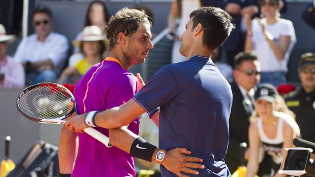 Nadal y Djokovic, en el Mutua Madrid Open de 2017