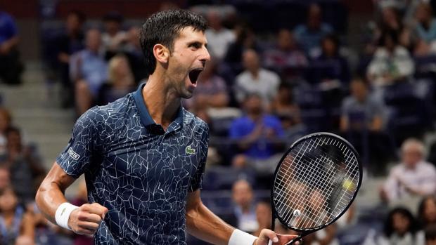 Djokovic celebra el pase a la final del Abierto de Estados Unidos