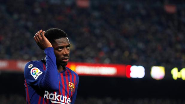 Dembélé durante un partido del Barcelona