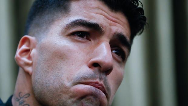Luis Suárez durante la concentreación de Uruguay