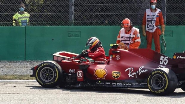 El monoplaza de Sainz, destrozado tras el accidente