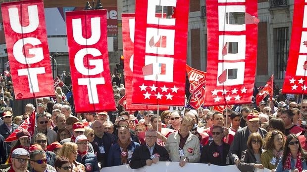 UGT y Comisiones Obreras en la manifestación del 1 de mayo