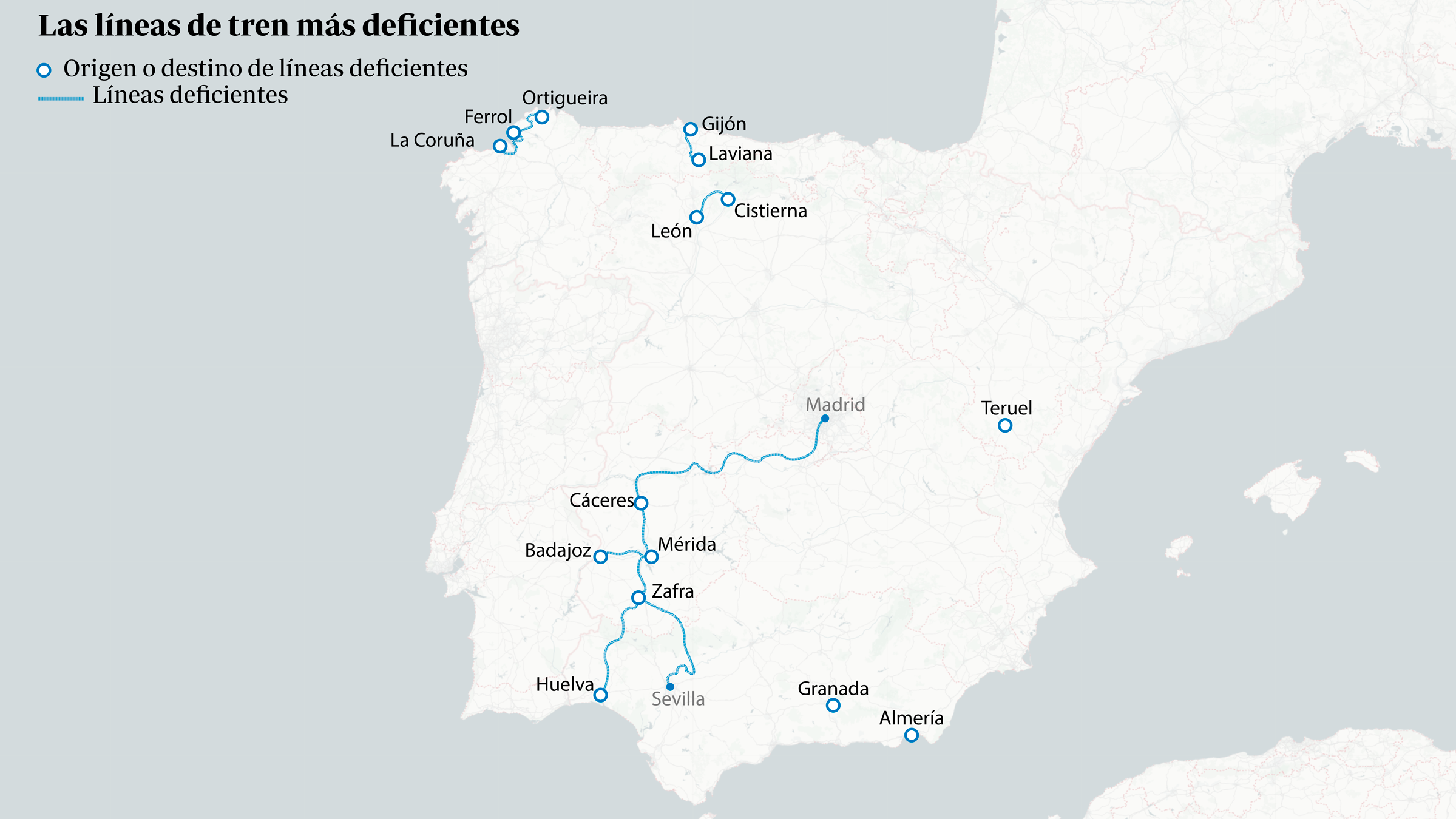 Las líneas de tren más deficientes de España