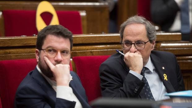 El vicepresidente de la Generalitat, Pere Aragonès, y el presidente, Joaquim Torra