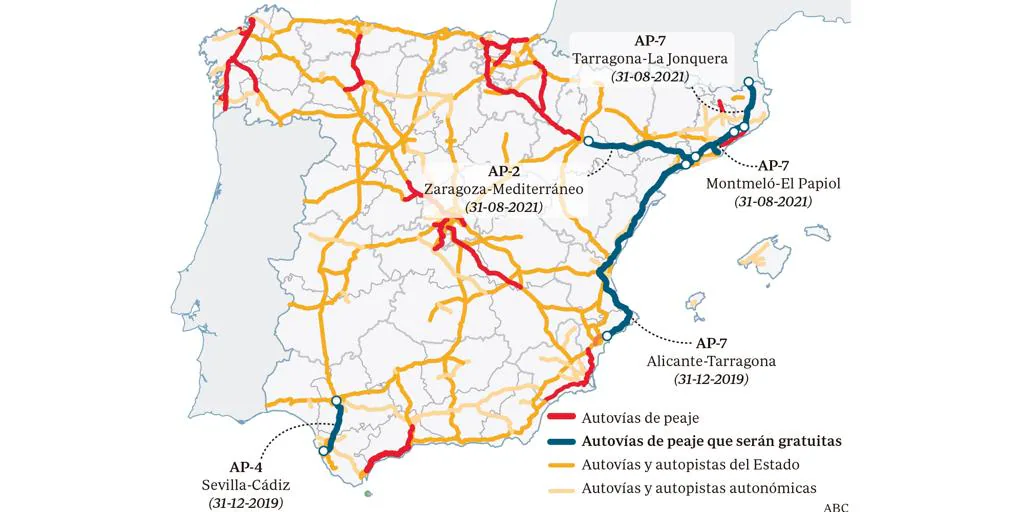 Spanish Toll Roads Map The End Of Tolls On The Ap-4 And Ap-7 Confronts Abertis With The Government  - Archyde