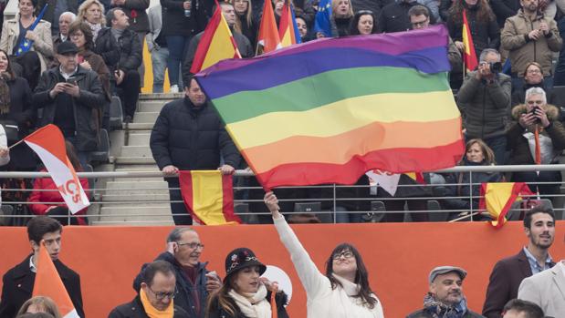 Bandera LGTBI en un acto de Ciudadanos en Las Rozas, en una imagen de archivo