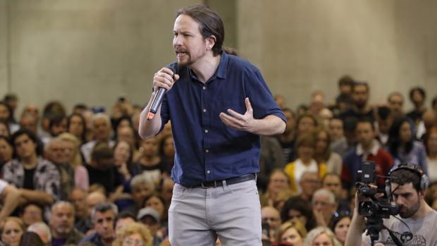 El líder de Podemos. Pablo Iglesias, durante un mitin en Valencia, la semana pasada