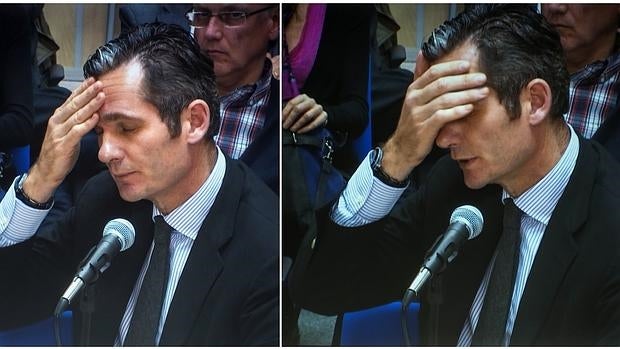 Iñaki Urdangarín , en dos momentos de su declaración ante el tribunal