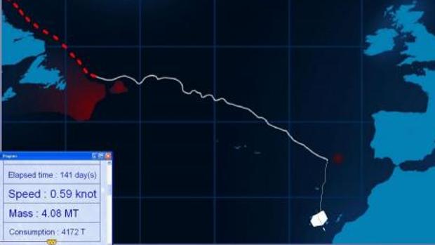 Ruta de iceberg desde Terranova a Canarias