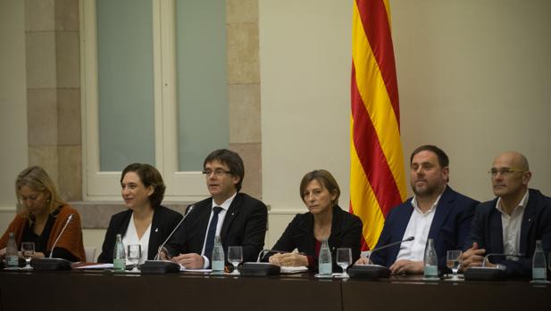 El Auditorio del Parlament ayer, que acogió una cumbre para planificar los pasos a dar hacia la convocatoria de un referéndum