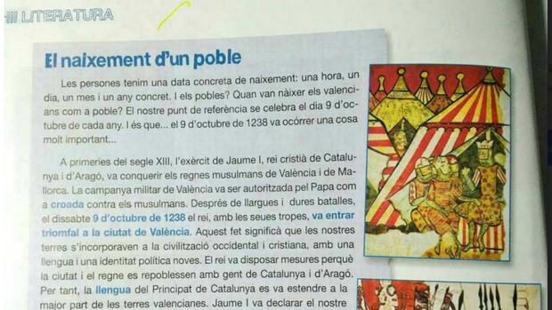 Imagen de uno de los libros de textos denunciados ante la Inspección Educativa