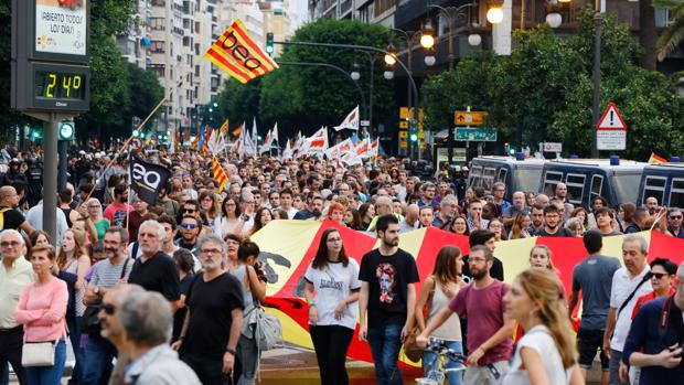 Imagen de la manifestación convocada por la Comisión 9 d'Octubre